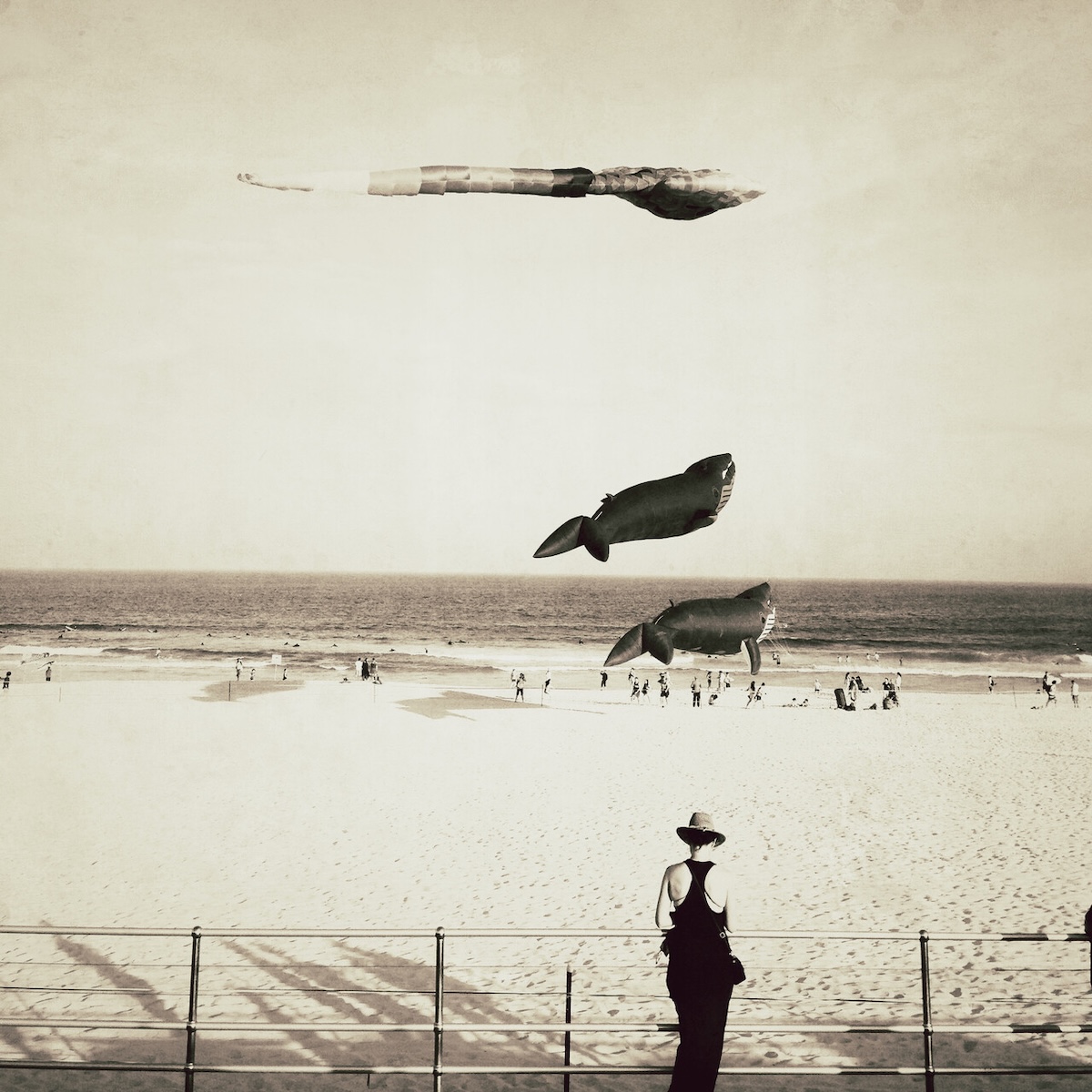 A lone figure gazing at a dissolving cityscape